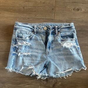 American Eagle Outfitters Light Blue Distressed Jean Shorts